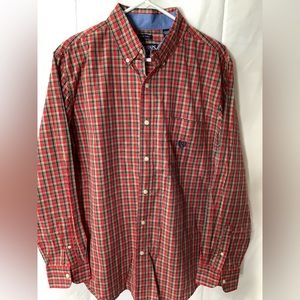 Men’s Chaps Long Sleeve Oxford Plaid Shirt, Size Large